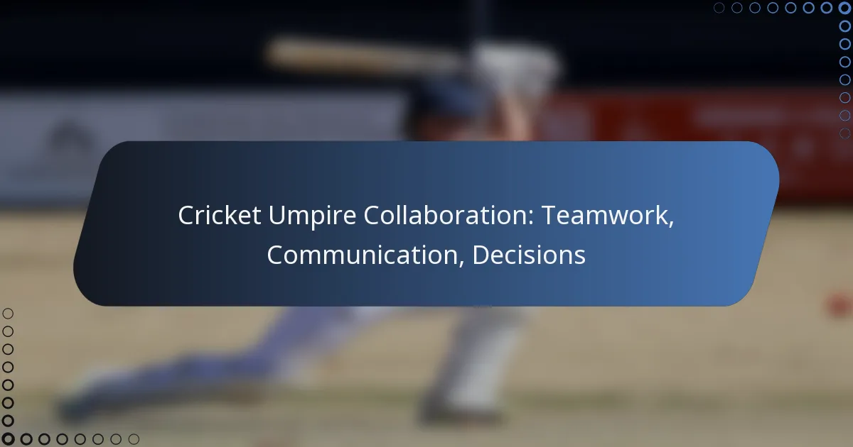 Cricket Umpire Collaboration: Teamwork, Communication, Decisions